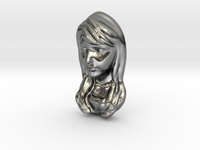 Pendant woman 5cm in Fine Detail Polished Silver