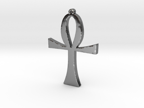 Ankh Necklace Pendant in Fine Detail Polished Silver