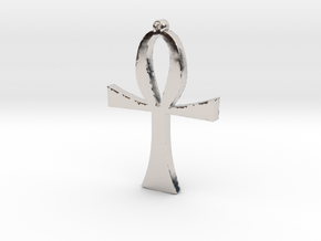 Ankh Necklace Pendant in Rhodium Plated Brass