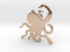 Octopus Necklace Pendant in 14k Rose Gold Plated Brass