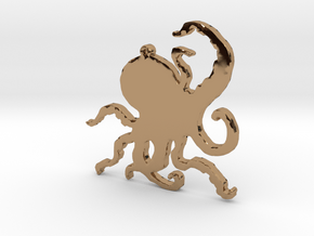 Octopus Necklace Pendant in Polished Brass