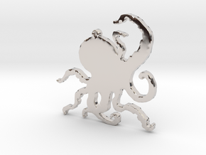 Octopus Necklace Pendant in Rhodium Plated Brass