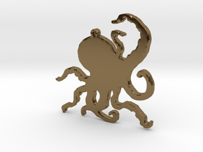 Octopus Necklace Pendant in Polished Bronze