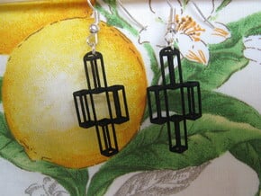 Parallelepiped Earrings in Black Natural Versatile Plastic