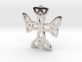 Celtic Knot Cross Necklace Pendant in Platinum