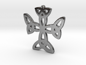 Celtic Knot Cross Necklace Pendant in Fine Detail Polished Silver