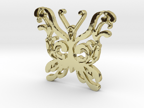 Swirly Butterfly Necklace Pendant in 18k Gold Plated Brass