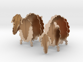 Wooden Sheep 1:24 in 14k Rose Gold Plated Brass