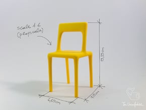 Uncomfortable chair No1 - 1:6 scale in Yellow Processed Versatile Plastic