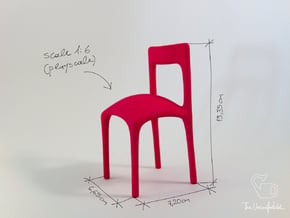 Uncomfortable chair No3 - 1:6 scale in Pink Processed Versatile Plastic