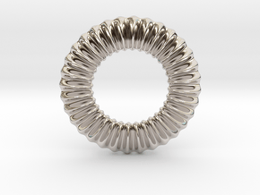 0174 Torus with pattern picture (5cm) #001 in Rhodium Plated Brass