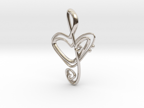 I heart music in Rhodium Plated Brass