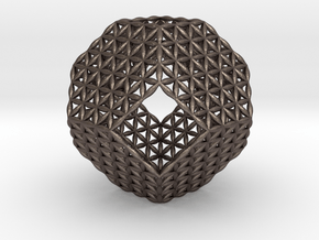 Flower Of Life Truncated Octahedron in Polished Bronzed Silver Steel