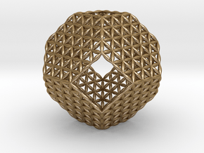 Flower Of Life Truncated Octahedron in Polished Gold Steel