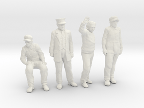 1:64 scale 4 figure Pack Eng, Conductor, Physicist in White Natural Versatile Plastic
