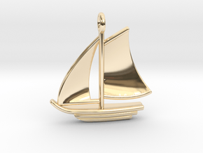 Large Sailboat Pendant in 14K Yellow Gold