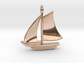 Large Sailboat Pendant in 14k Rose Gold Plated Brass
