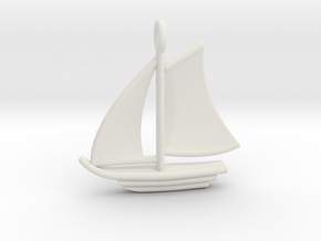 Large Sailboat Pendant in White Natural Versatile Plastic