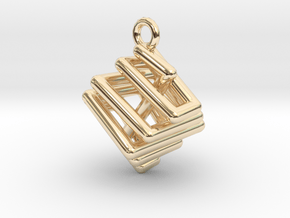Ring-in-a-Cube-03 in 14k Gold Plated Brass