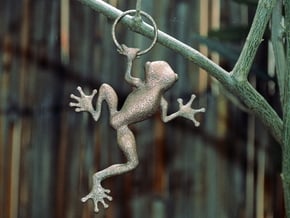 Frog Hug Pendant in Polished Bronzed Silver Steel