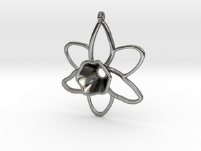 Daffodil Pendant for Necklace in Fine Detail Polished Silver