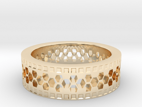 Ring With Hexagonal Holes in 14K Yellow Gold