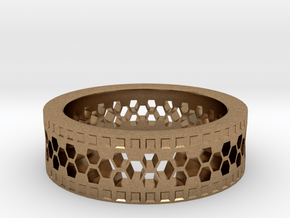 Ring With Hexagonal Holes in Natural Brass