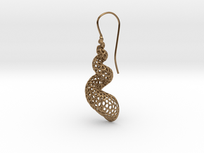 Turitella Shell Voronoi Fishhook Earring in Natural Brass