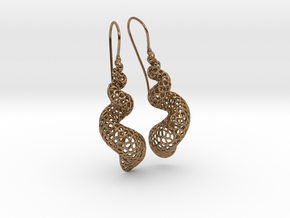 Turitella Shell Voronoi Fishhook Earring Pair in Natural Brass