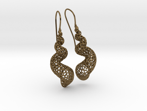 Turitella Shell Voronoi Fishhook Earring Pair in Natural Bronze