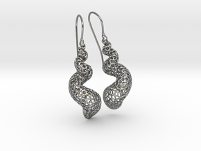 Turitella Shell Voronoi Fishhook Earring Pair in Natural Silver