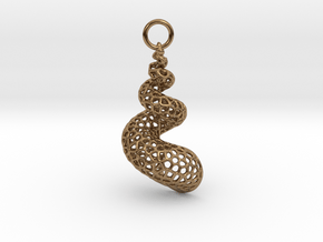 Seashell Voronoi Cell Pattern  pendant / earring in Natural Brass