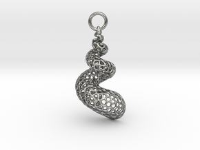Seashell Voronoi Cell Pattern  pendant / earring in Natural Silver