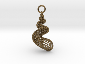 Seashell Voronoi Cell Pattern  pendant / earring in Natural Bronze