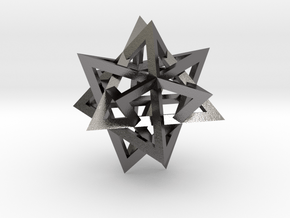 Tetrahedron 4 compound, flat faced struts in Polished Nickel Steel