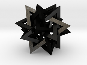 Tetrahedron 5 Compound, quadrilateral struts in Matte Black Steel