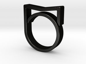 Adjustable ring for men. Model 3. in Matte Black Steel