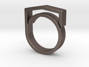 Adjustable ring for men. Model 4. in Polished Bronzed Silver Steel