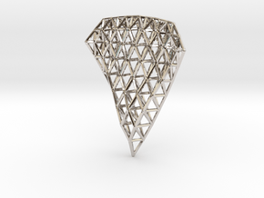 Space Frame Pendent in Rhodium Plated Brass
