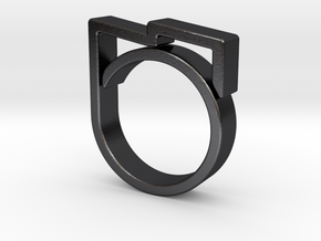 Adjustable ring for men. Model 5. in Polished and Bronzed Black Steel
