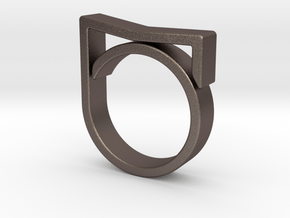 Adjustable ring for men. Model 7. in Polished Bronzed Silver Steel