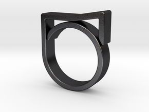 Adjustable ring for men. Model 8. in Polished and Bronzed Black Steel