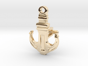 Anchor Cufflink in 14k Gold Plated Brass