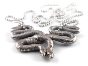 Embraced Snakes Pendant in Polished Bronzed Silver Steel