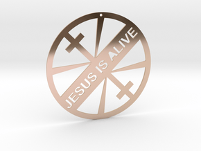 JESUS IS ALIVE in 14k Rose Gold Plated Brass
