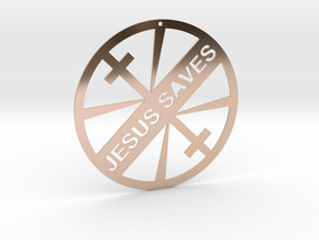 JESUS SAVES in 14k Rose Gold Plated Brass