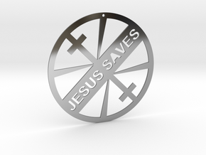 JESUS SAVES in Fine Detail Polished Silver