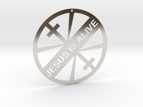 JESUS IS ALIVE in Rhodium Plated Brass