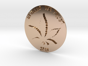 Marijuana Coin in 14k Rose Gold Plated Brass