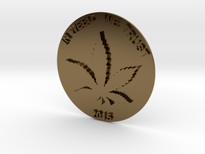 Marijuana Coin in Polished Bronze